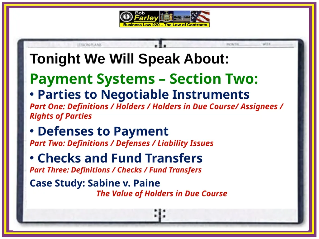 Slide Set Thirteen B: Payment Systems – Defenses - slide 3 of 12
