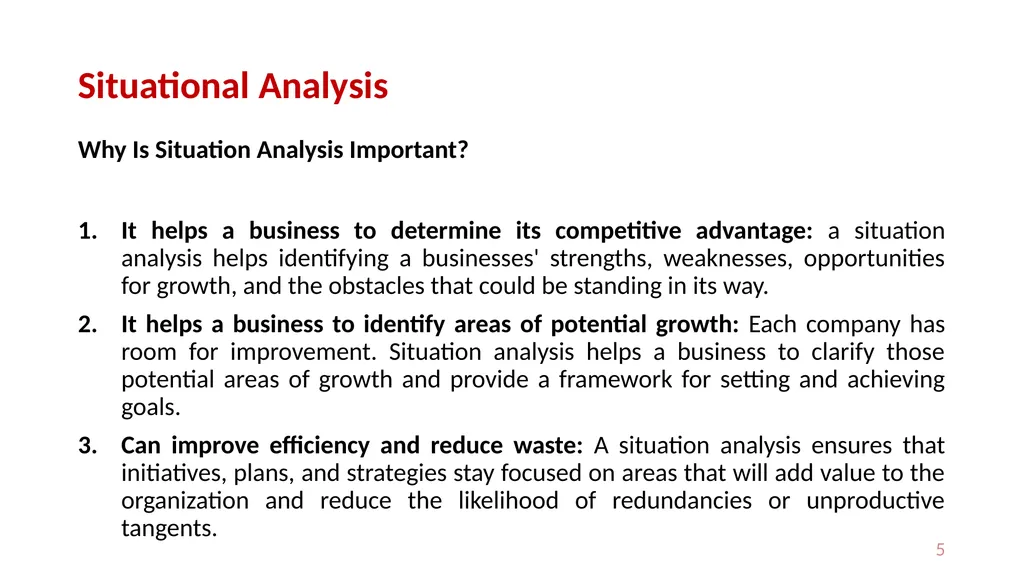 Situation analysis I: The 5 Cs (Company, - slide 5 of 13