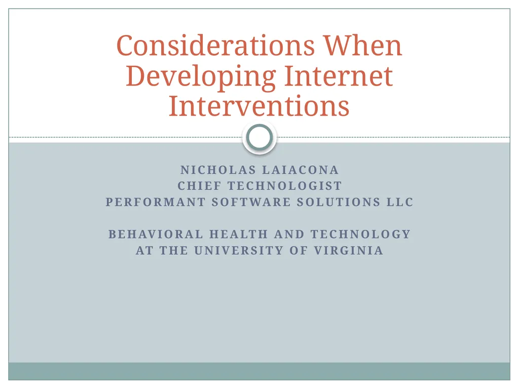 Nicholas Laiacona Chief Technologist Performant - slide 1 of 13