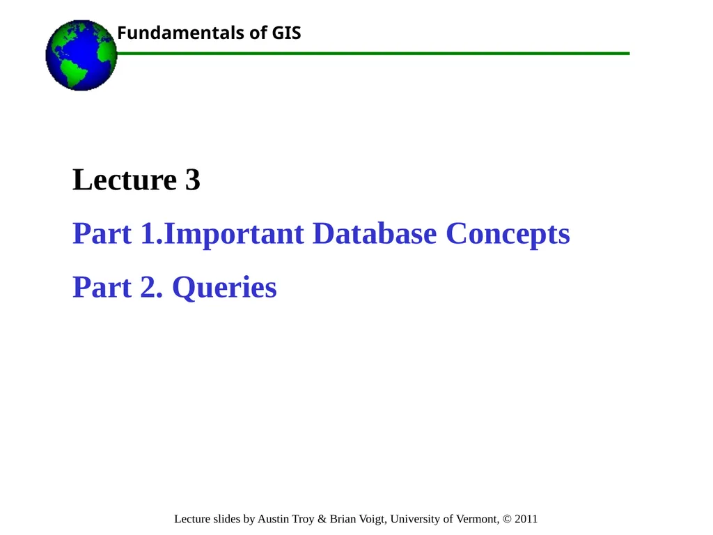 Lecture 3 Part 1.Important Database Concepts Part - slide 1 of 68