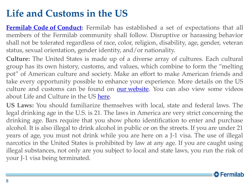 Fermilab Visa Office J-1 Arrival Orientation Your - slide 8 of 17