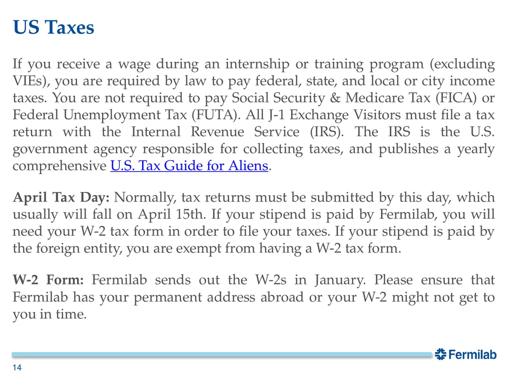 Fermilab Visa Office J-1 Arrival Orientation Your - slide 14 of 17