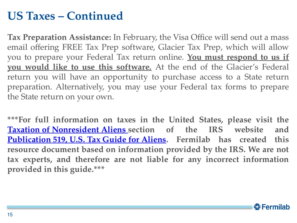 Fermilab Visa Office J-1 Arrival Orientation Your - slide 15 of 17