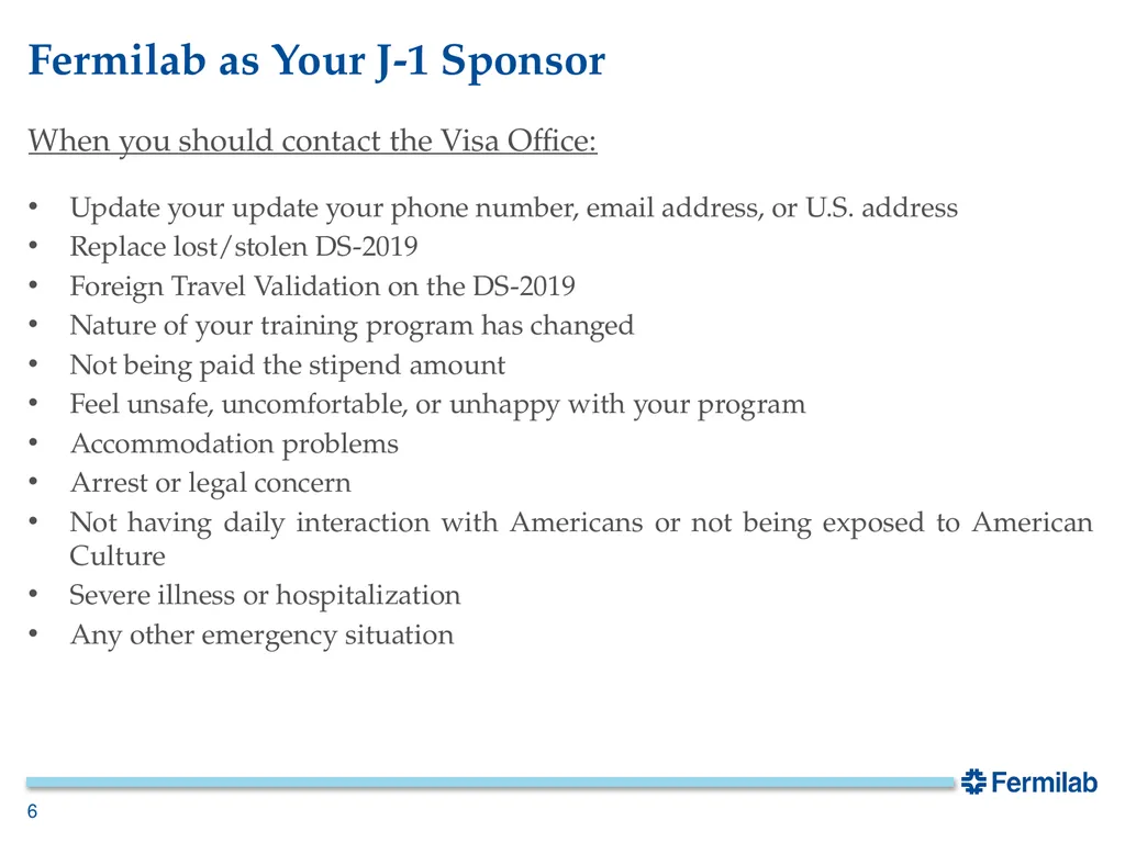 Fermilab Visa Office J-1 Arrival Orientation Your - slide 6 of 17