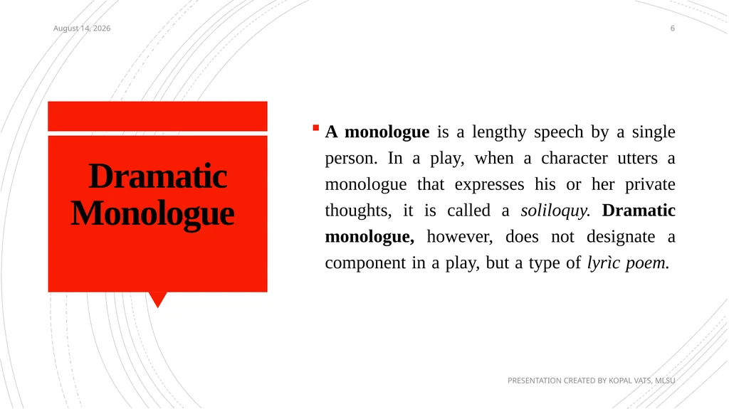 Soliloquy & Dramatic Monologue 7 December 2020 - slide 6 of 9