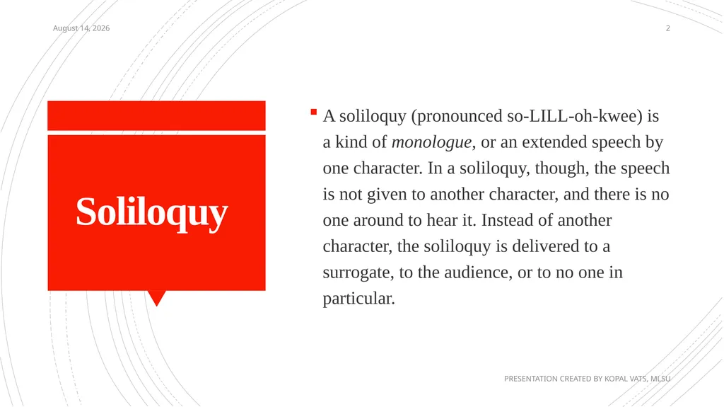 Soliloquy & Dramatic Monologue 7 December 2020 - slide 2 of 9