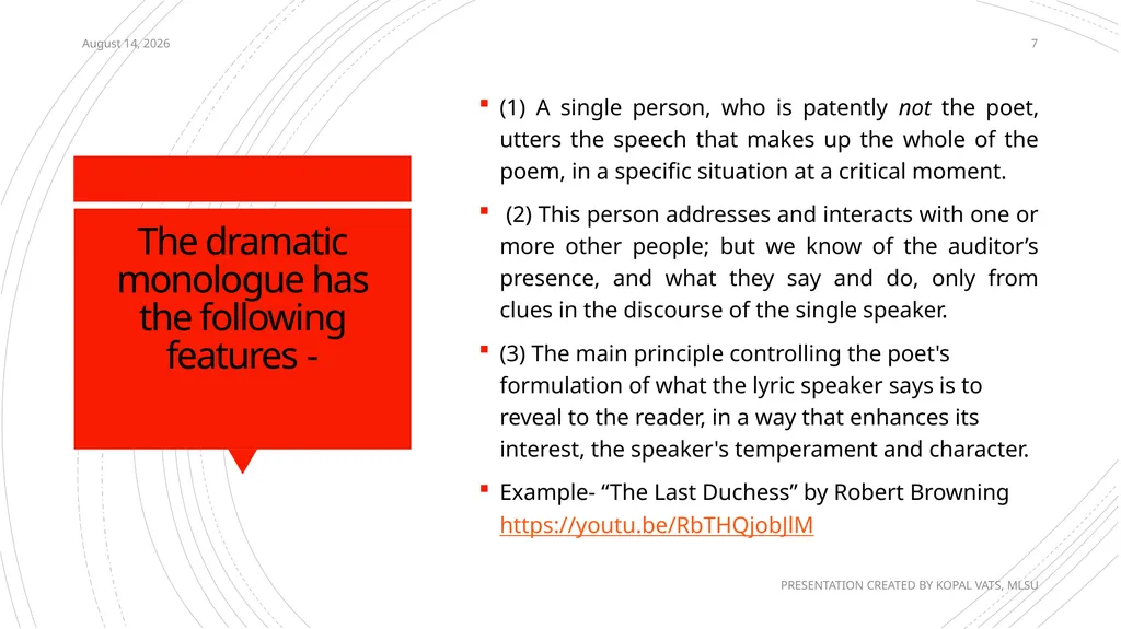 Soliloquy & Dramatic Monologue 7 December 2020 - slide 7 of 9