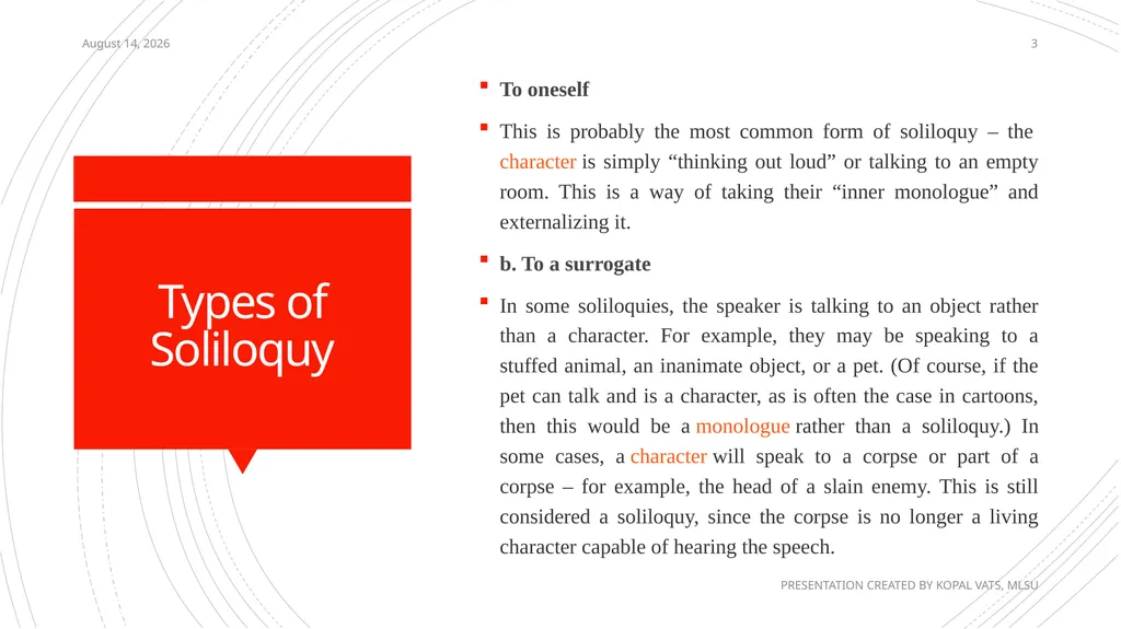 Soliloquy & Dramatic Monologue 7 December 2020 - slide 3 of 9