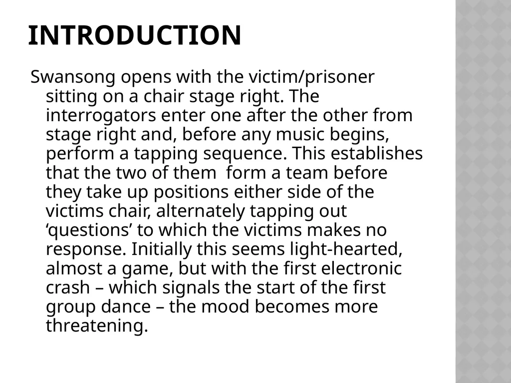 Swansong Fact Sheet Choreographer Christopher - slide 10 of 32
