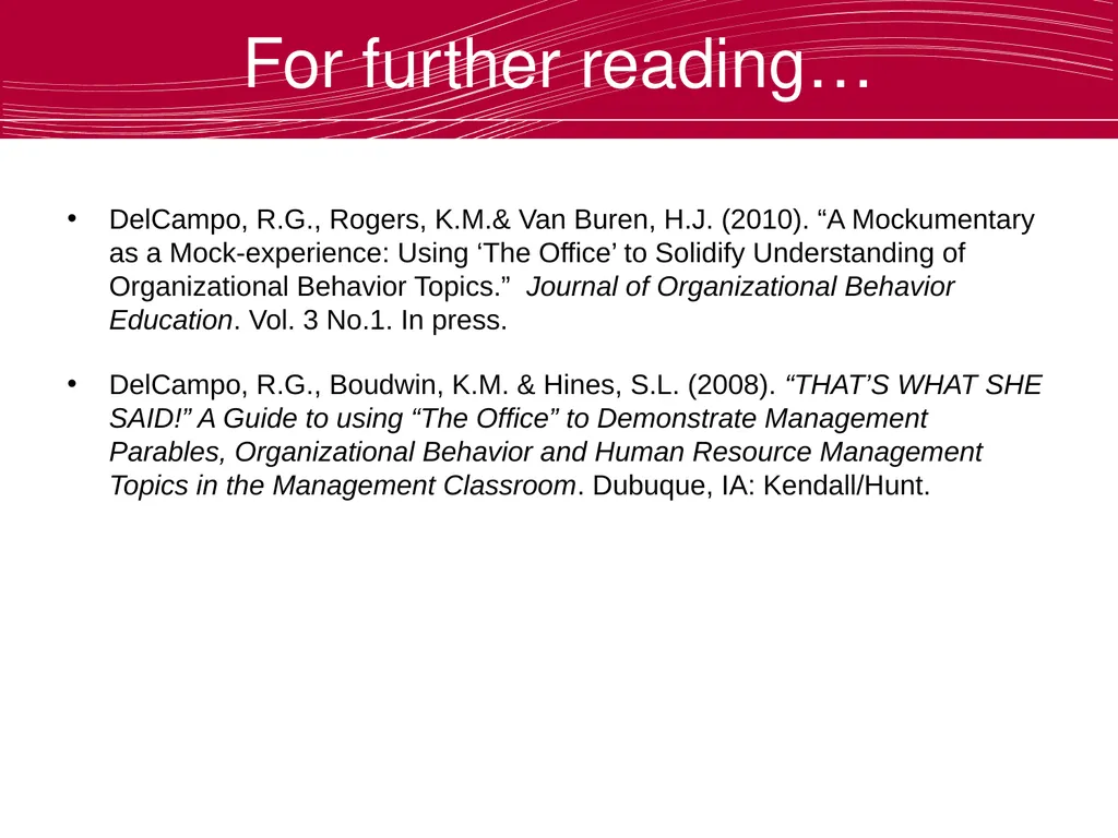 Using The Office to Teach Business Ethics Robert - slide 35 of 35