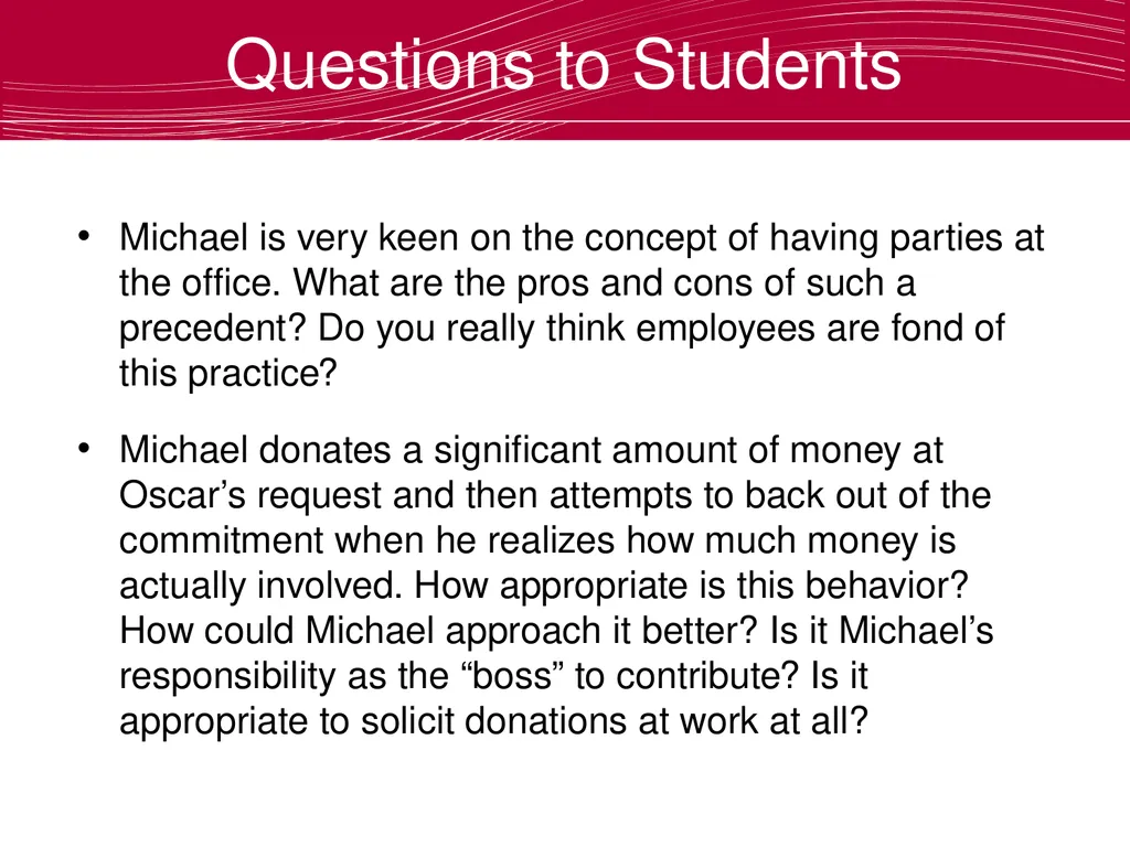 Using The Office to Teach Business Ethics Robert - slide 16 of 35