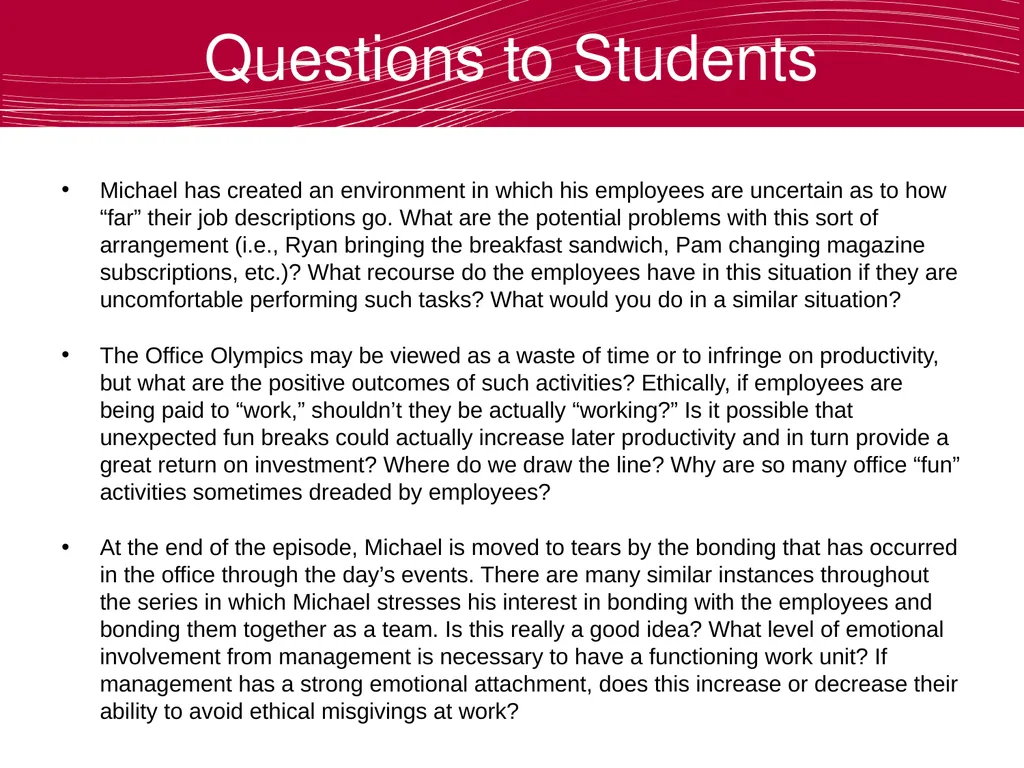 Using The Office to Teach Business Ethics Robert - slide 24 of 35