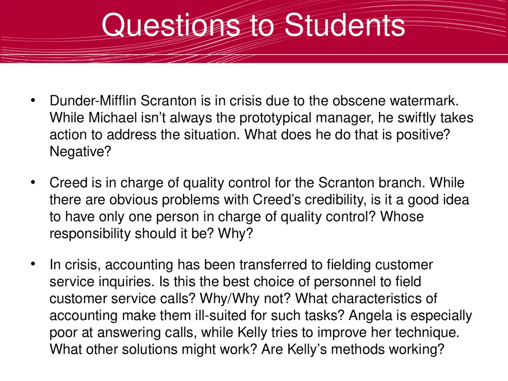 Using The Office to Teach Business Ethics Robert - slide 28 of 35