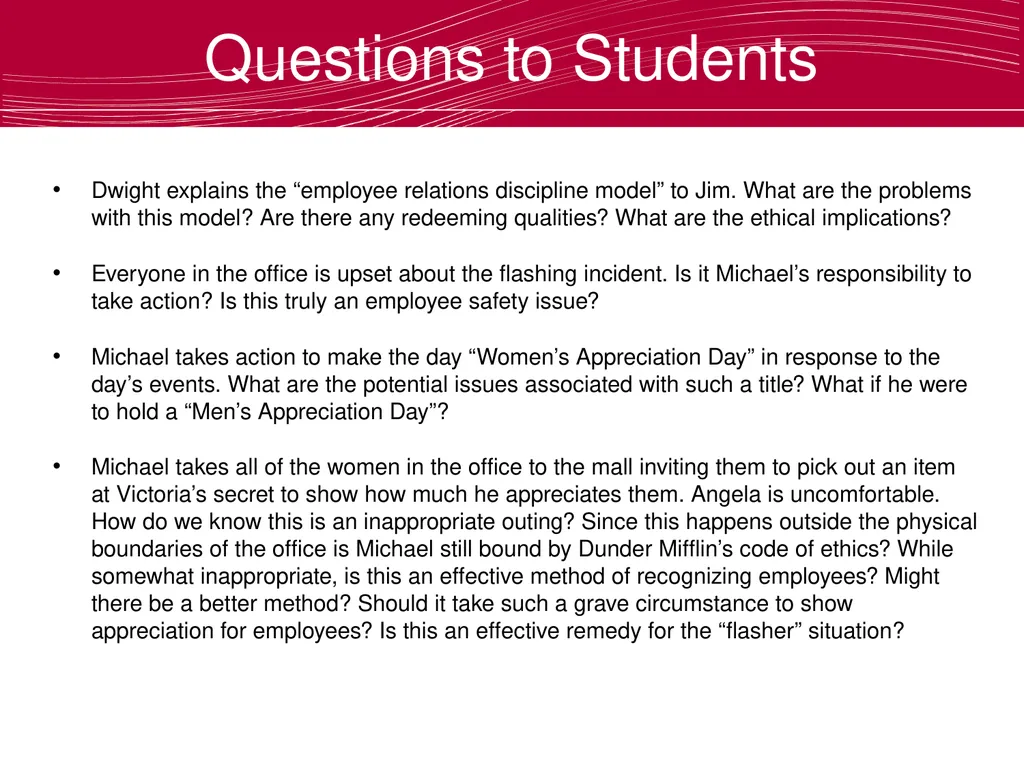 Using The Office to Teach Business Ethics Robert - slide 32 of 35