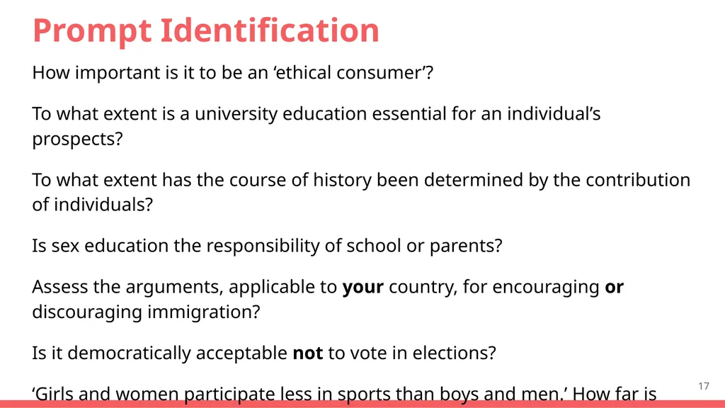 Core Course Knowledge Lesson 5 The Prompts From: - slide 17 of 31
