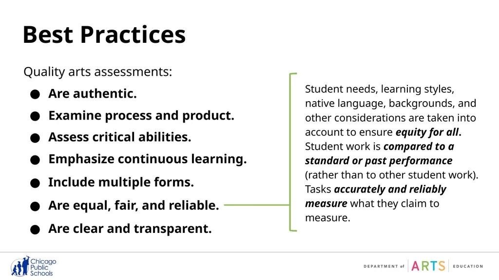 Quality Arts Assessments: A Closer Look When done - slide 18 of 23
