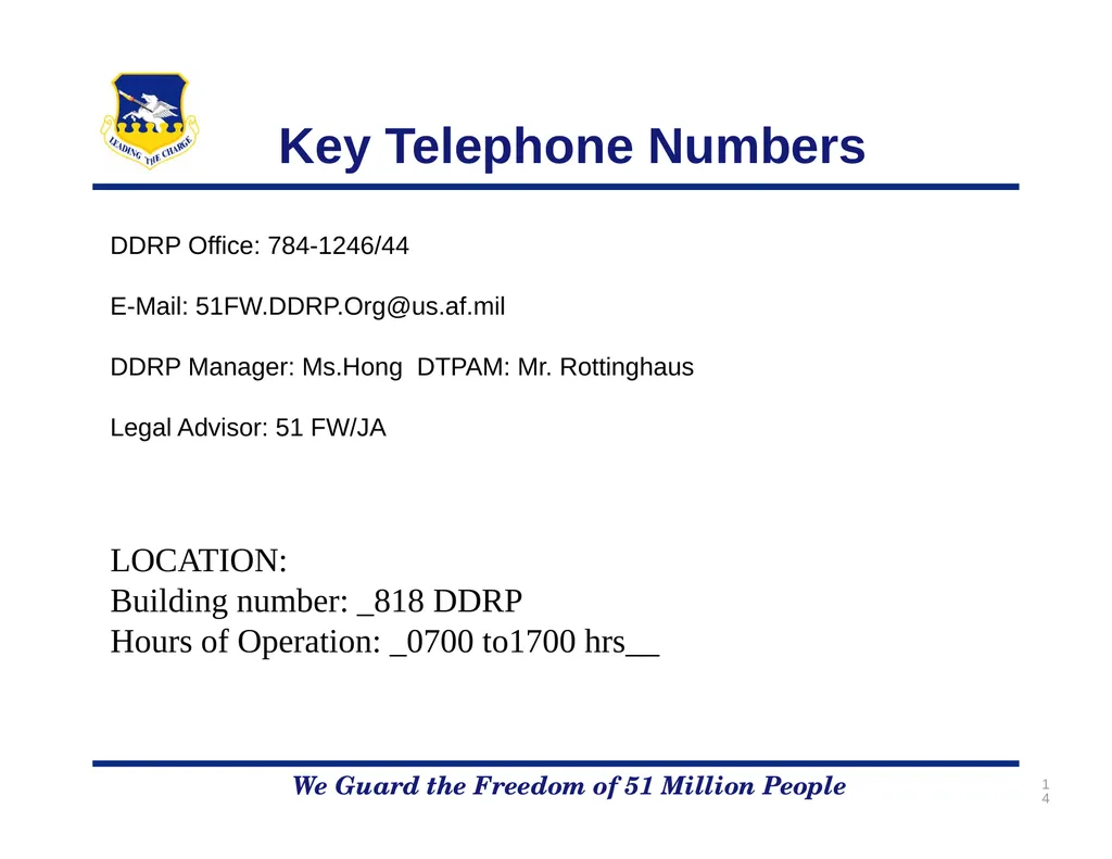 51FW/CVD Drug Demand Reduction Program We Guard - slide 14 of 14