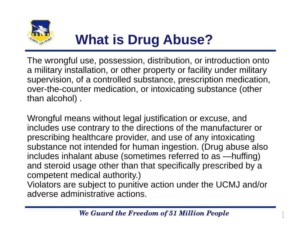 51FW/CVD Drug Demand Reduction Program We Guard - slide 11 of 14