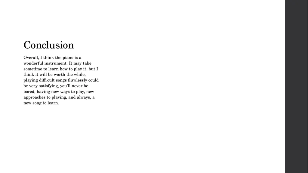 Piano By: Javan Junatas Introduction The topic I - slide 6 of 6