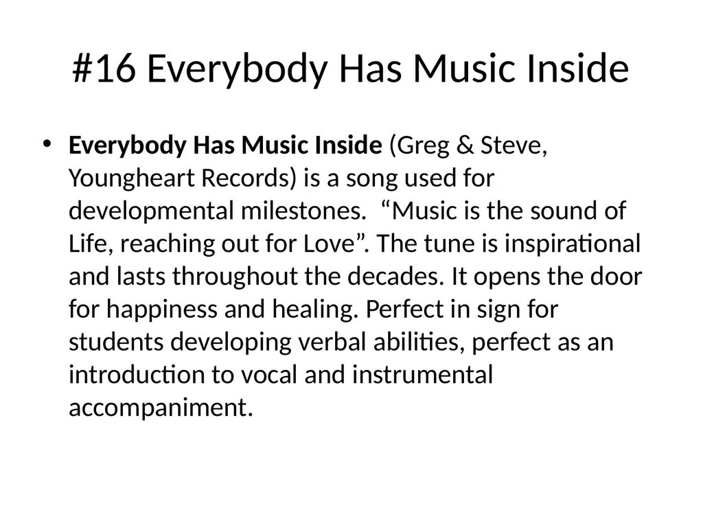 GIFTED WITH DISABILITIES: TEACHING MUSIC TO - slide 61 of 66