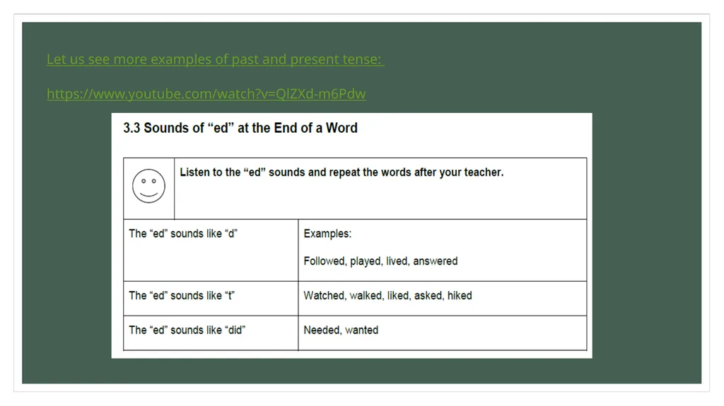 PRESENT AND PAST TENSE PLP MODULE 2 UNIT 3 ENGLISH - slide 5 of 9