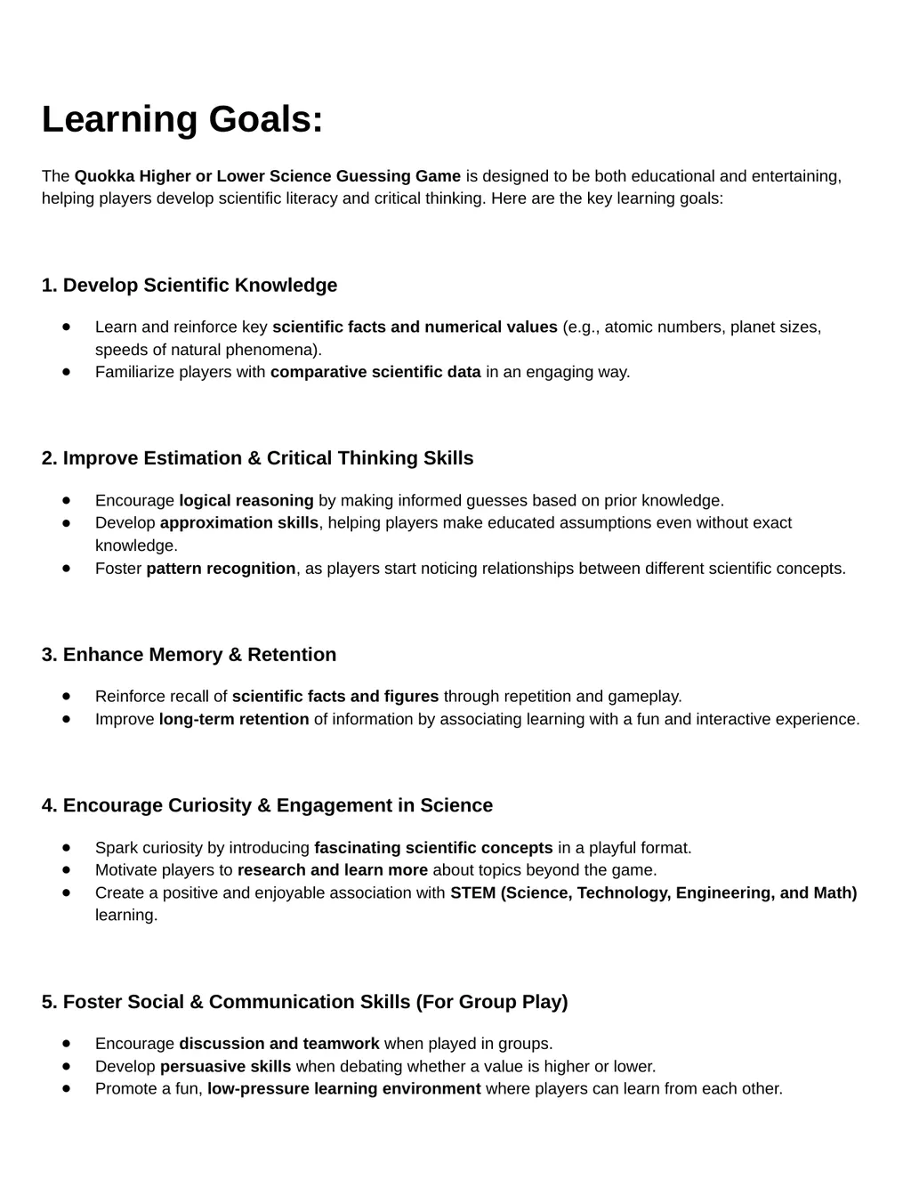 Higher or Lower Science Guessing Overview: Higher - slide 2 of 4