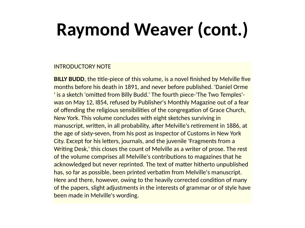 Billy Budd, Sailor (Foretopman) An Introduction ". - slide 4 of 26