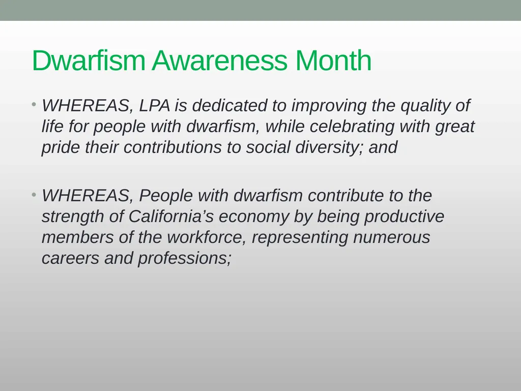 Dwarfism Awareness Month Dwarfism Awareness Month - slide 26 of 34