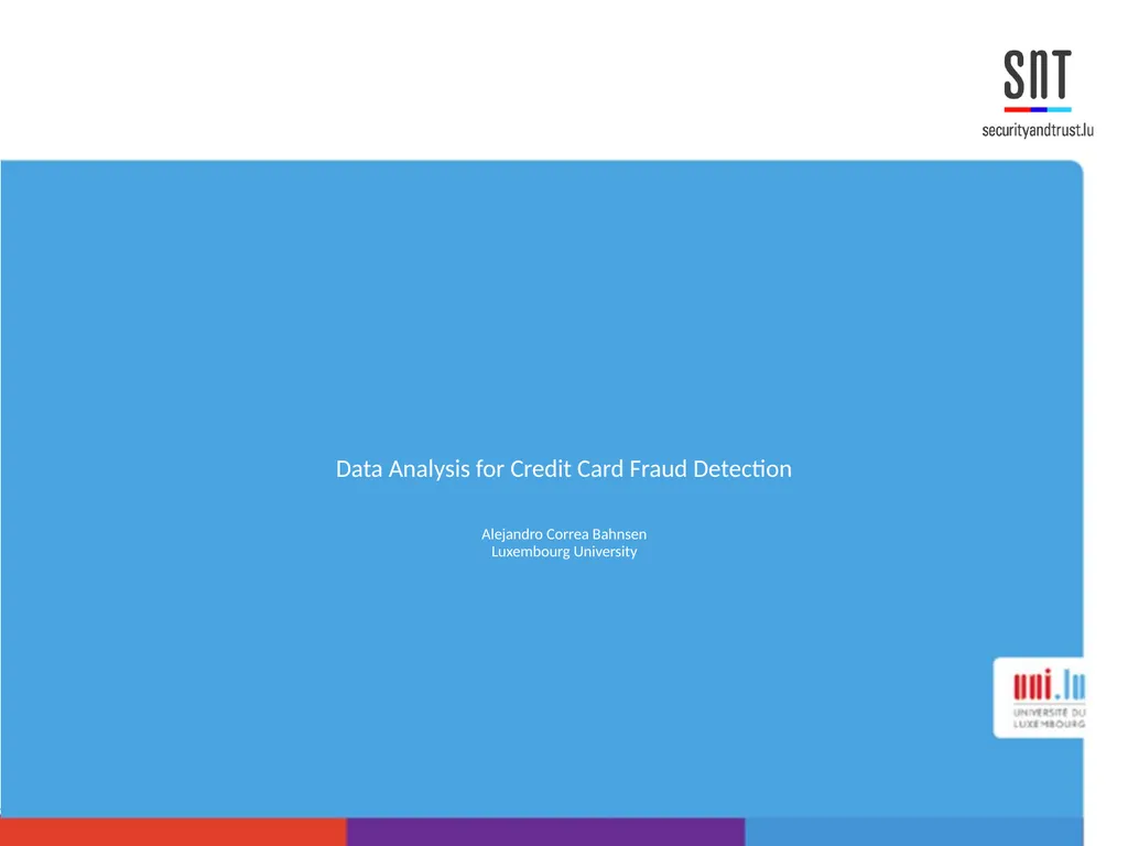 Data Analysis for Credit Card Fraud Detection - slide 1 of 23