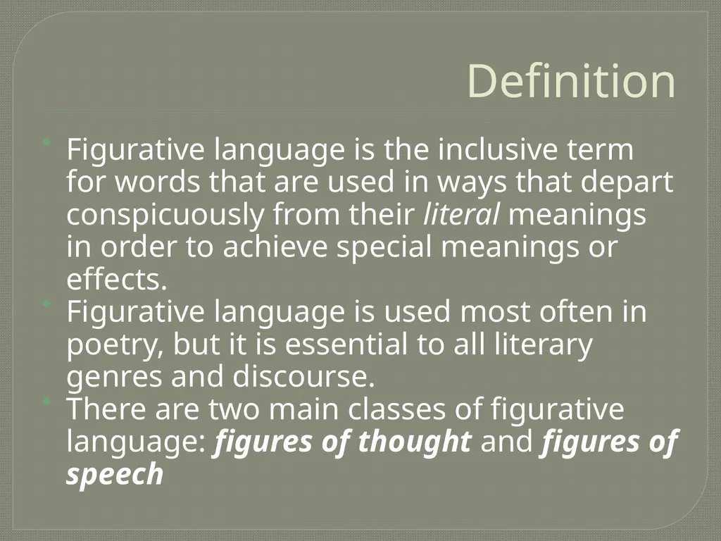 Figurative Language Lesson 3 Definition Figurative - slide 2 of 49