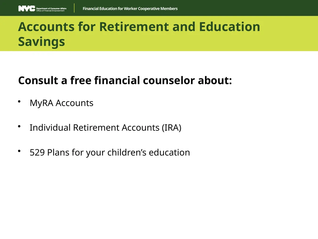 Financial Education for Worker Cooperative Members - slide 26 of 35