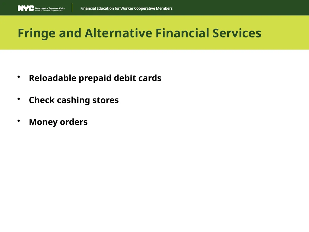 Financial Education for Worker Cooperative Members - slide 30 of 35