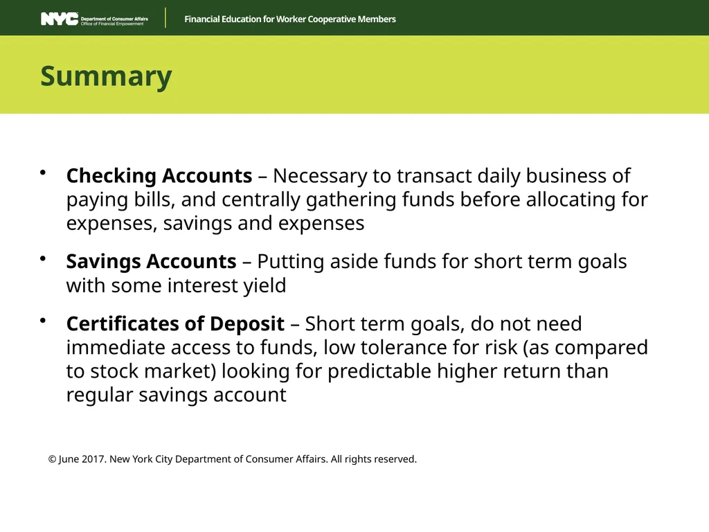 Financial Education for Worker Cooperative Members - slide 35 of 35