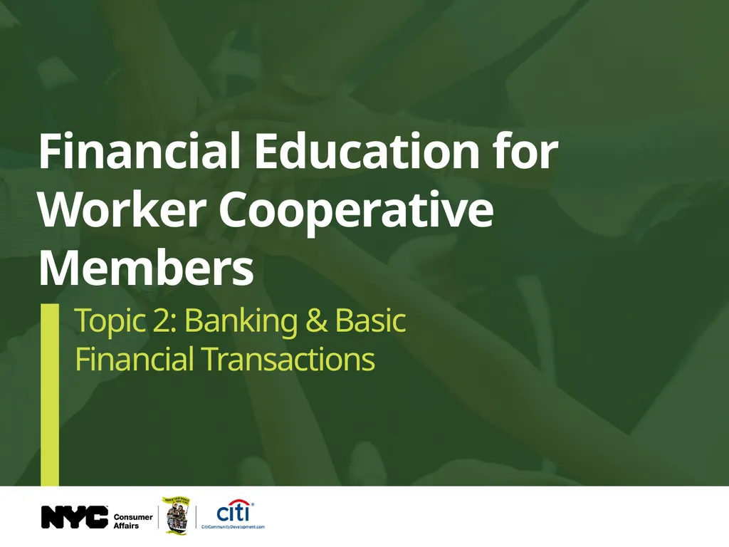 Financial Education for Worker Cooperative Members