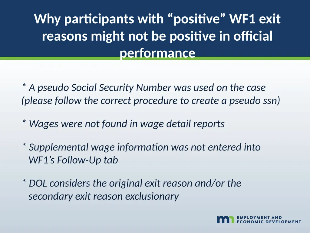 WORKFORCE ONE (WF1) Performance Walk-through WIOA - slide 27 of 42
