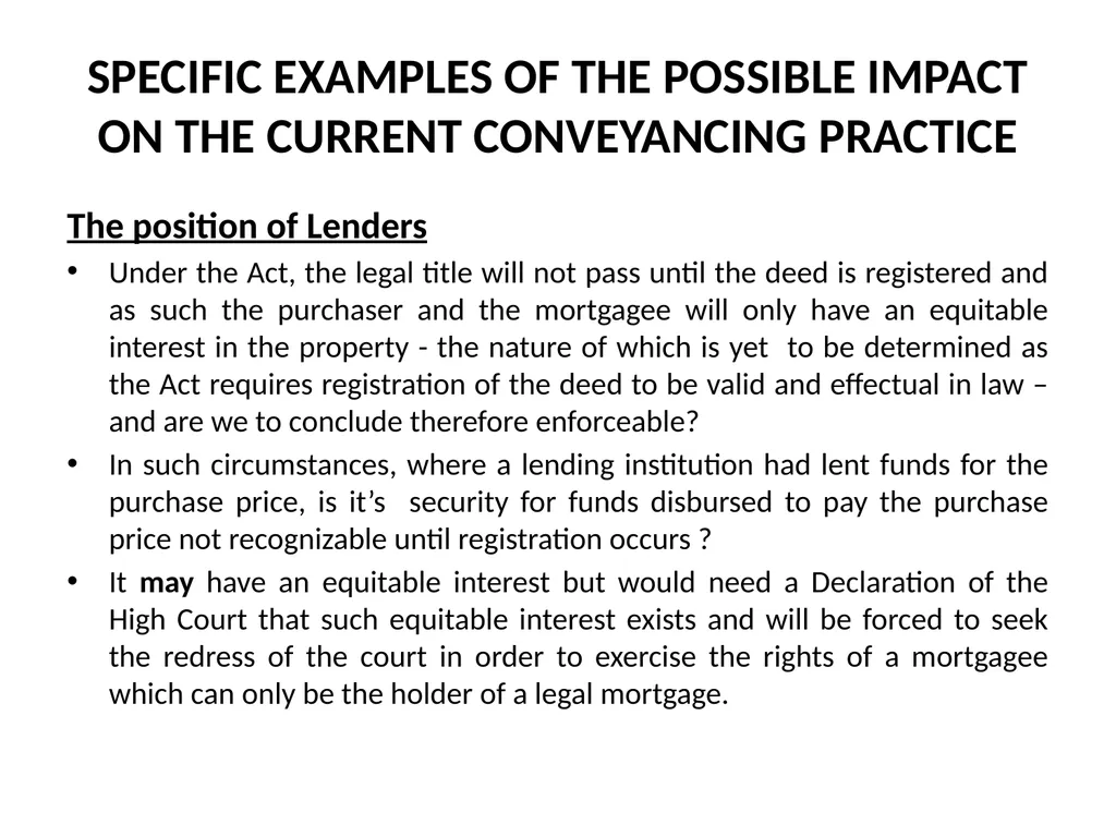 Title passing on Registration – A Game Changer in - slide 20 of 28