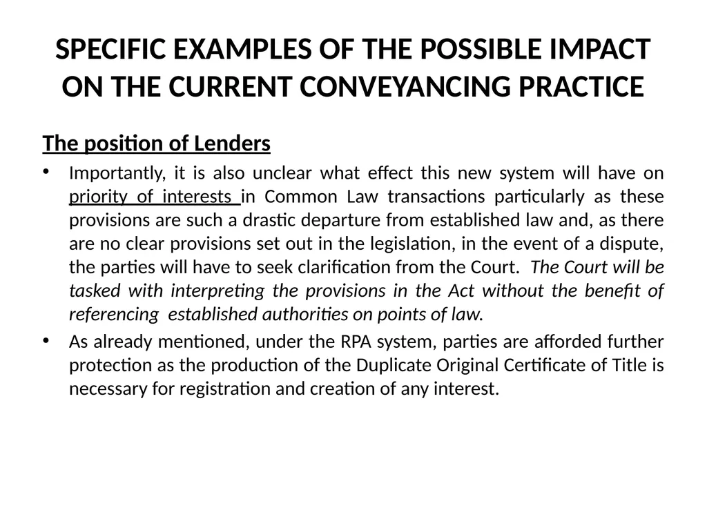 Title passing on Registration – A Game Changer in - slide 24 of 28