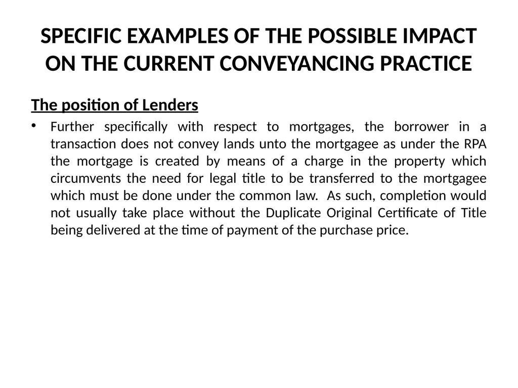 Title passing on Registration – A Game Changer in - slide 25 of 28