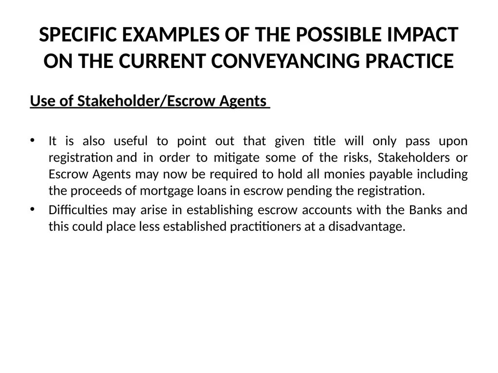 Title passing on Registration – A Game Changer in - slide 26 of 28