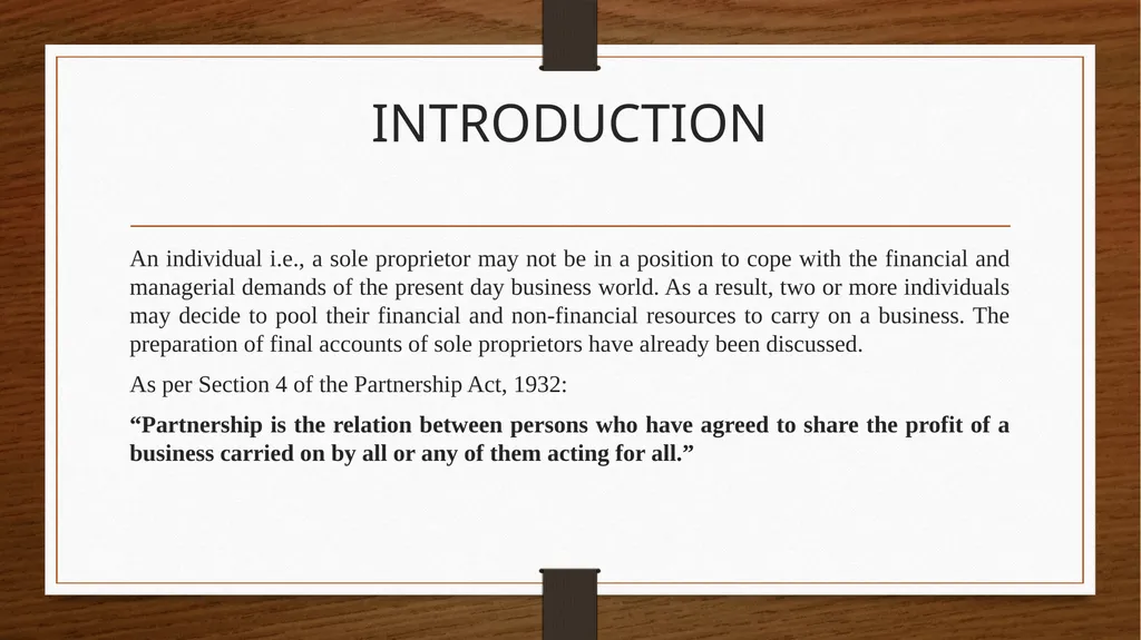 INTRODUCTION An individual i.e., a sole proprietor - slide 2 of 12