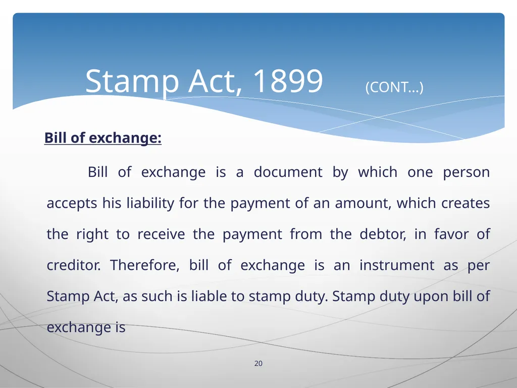 1 INTRODUCTION TO Stamp Act, 1899 Presented by: - slide 20 of 53