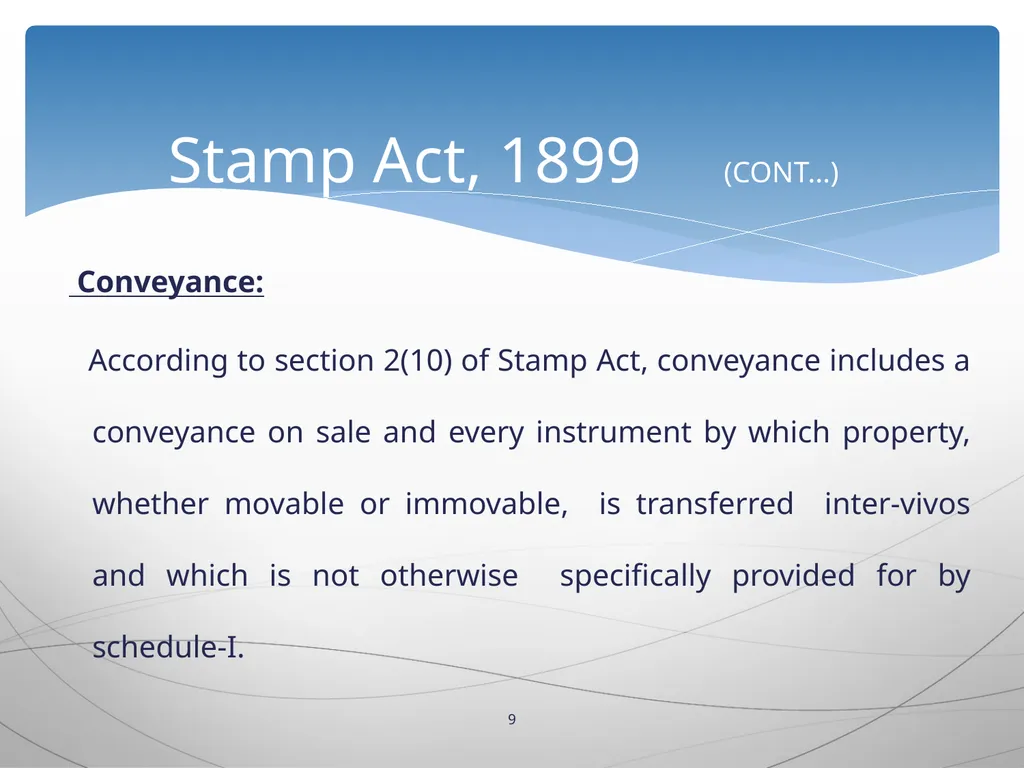 1 INTRODUCTION TO Stamp Act, 1899 Presented by: - slide 9 of 53
