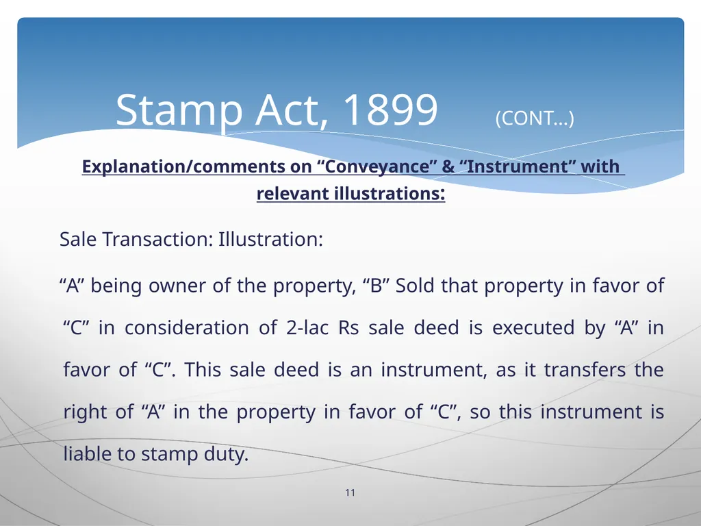1 INTRODUCTION TO Stamp Act, 1899 Presented by: - slide 11 of 53