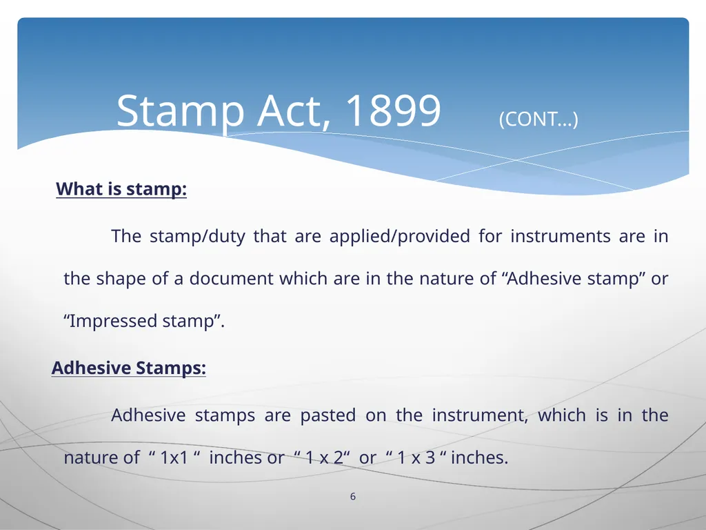 1 INTRODUCTION TO Stamp Act, 1899 Presented by: - slide 6 of 53