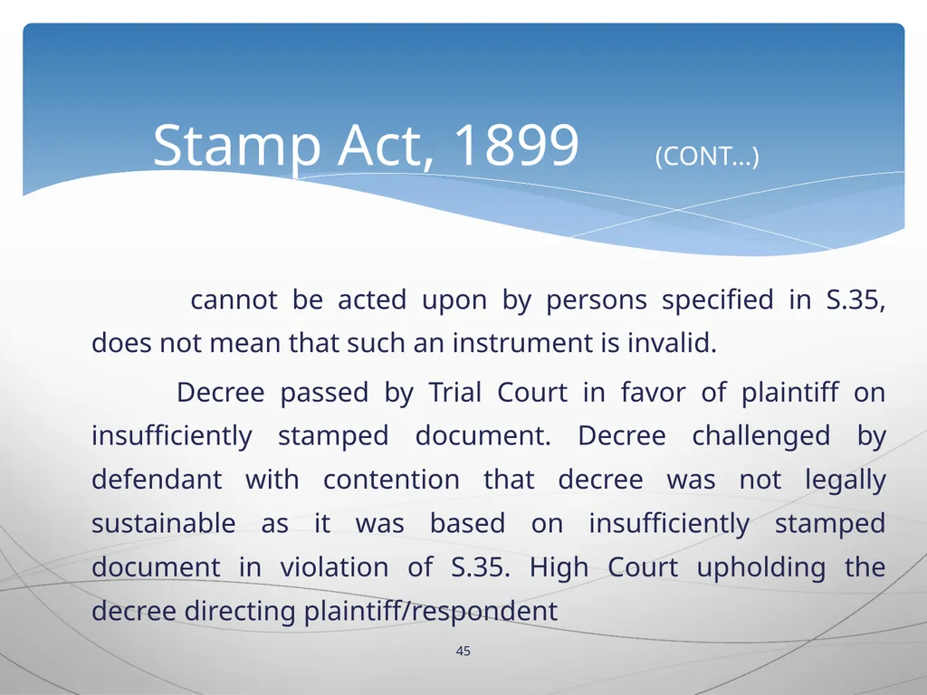 1 INTRODUCTION TO Stamp Act, 1899 Presented by: - slide 45 of 53