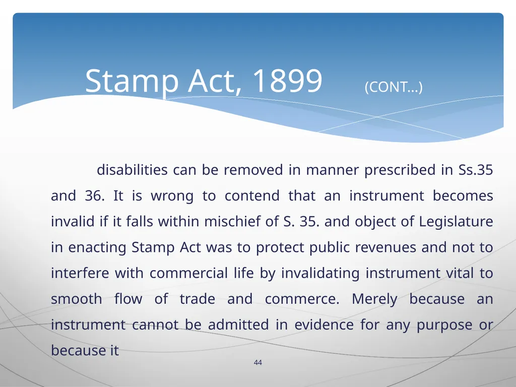 1 INTRODUCTION TO Stamp Act, 1899 Presented by: - slide 44 of 53