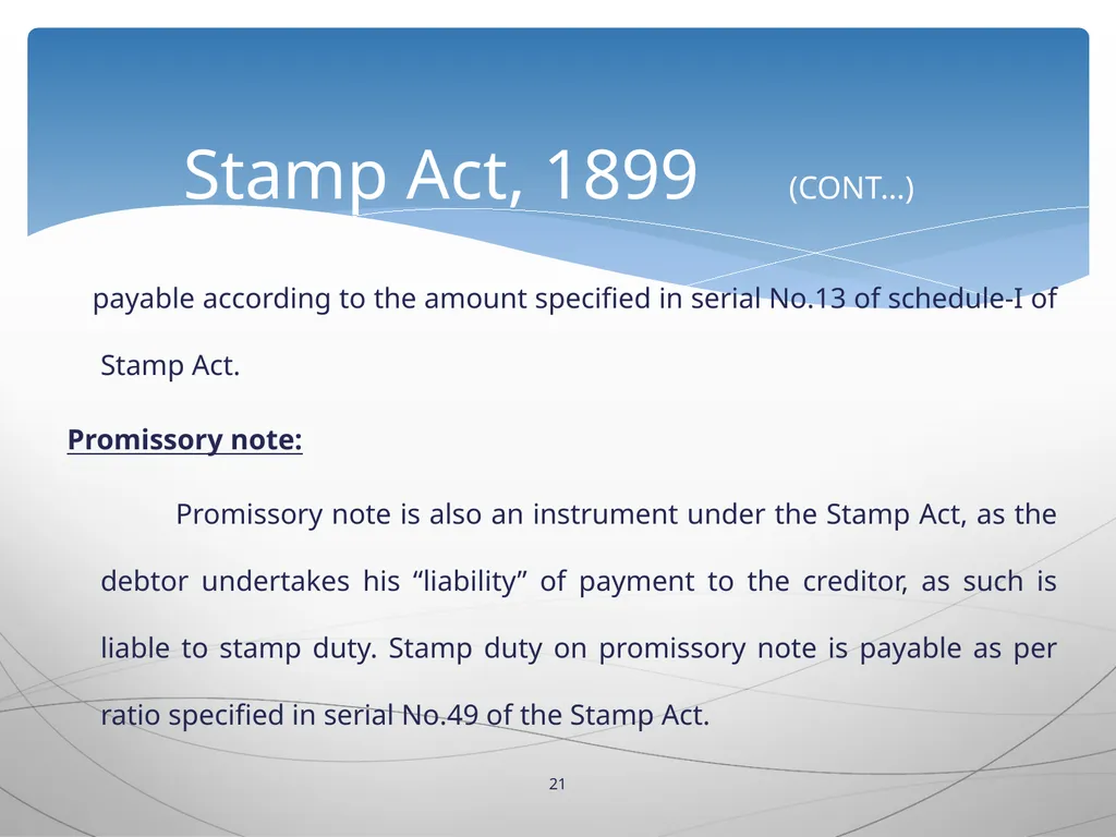 1 INTRODUCTION TO Stamp Act, 1899 Presented by: - slide 21 of 53