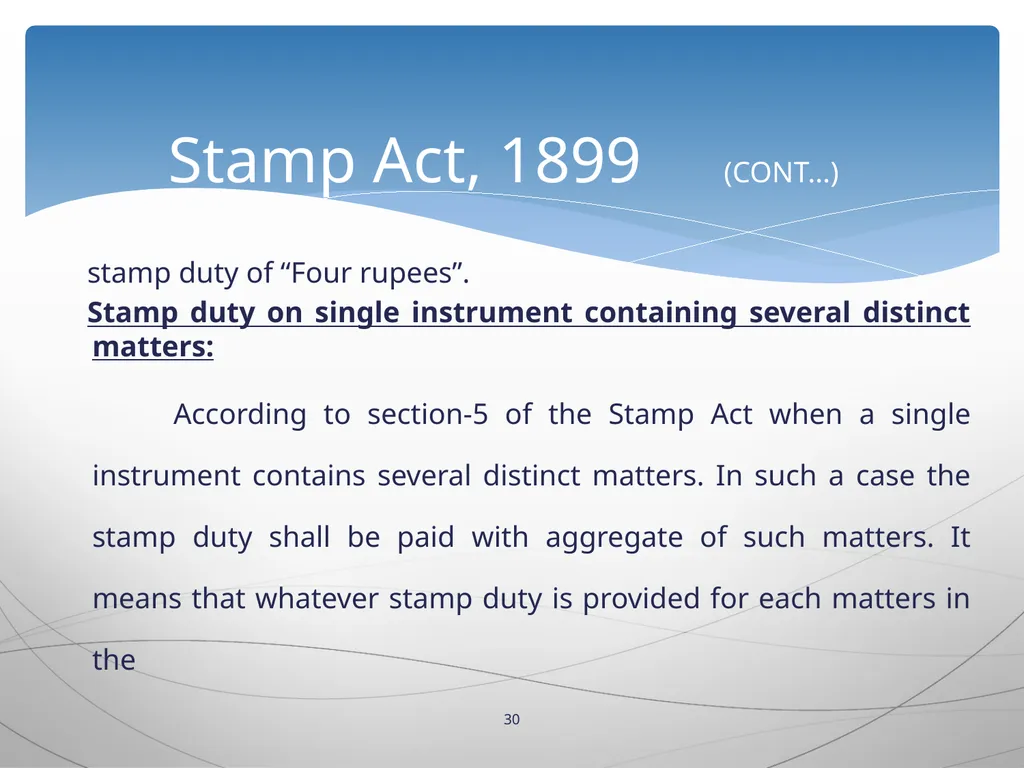 1 INTRODUCTION TO Stamp Act, 1899 Presented by: - slide 30 of 53