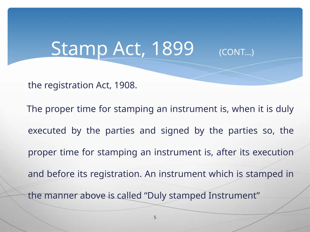 1 INTRODUCTION TO Stamp Act, 1899 Presented by: - slide 5 of 53