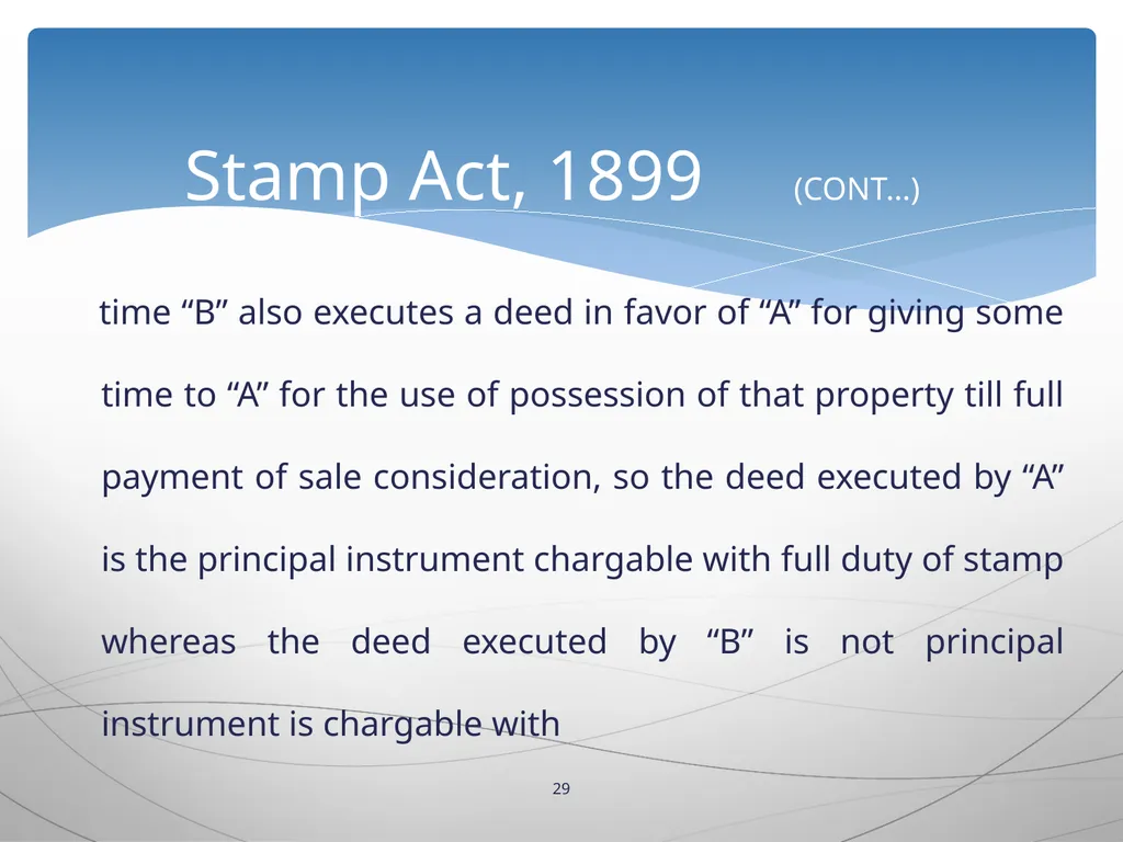 1 INTRODUCTION TO Stamp Act, 1899 Presented by: - slide 29 of 53